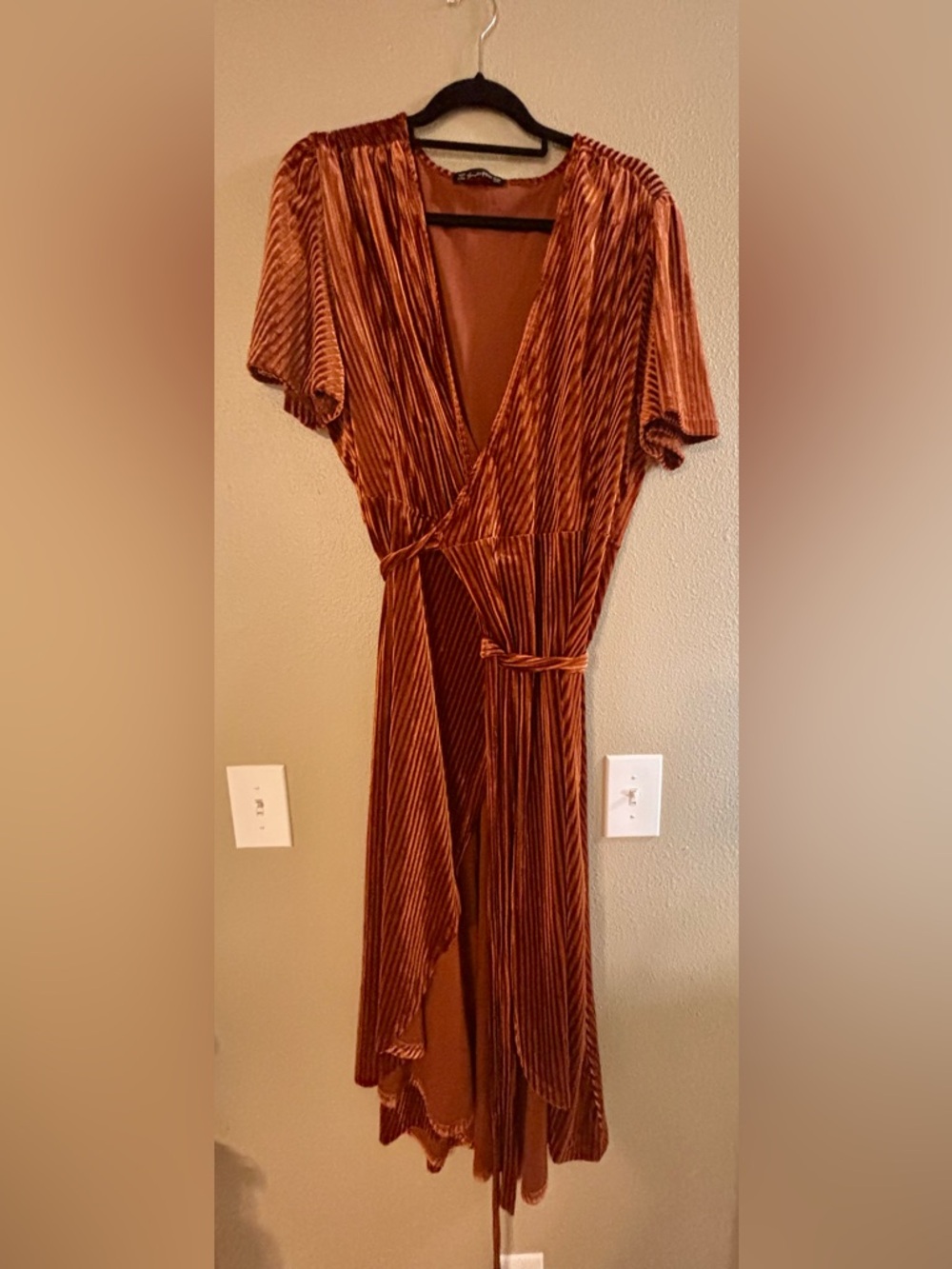 Copper Velvet Wrap Dress